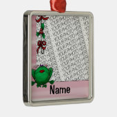 オーナメント、写真及び名前のテンプレートのかわいいカエルMistleto メタルオーナメント (右)