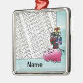 オーナメント、写真及び名前のテンプレートのかわいいカバ及びギフト メタルオーナメント (左)