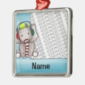 オーナメント、写真及び名前のテンプレート象Candycane メタルオーナメント (左)