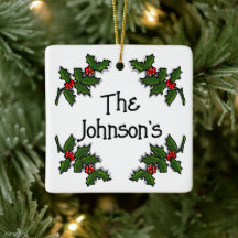 オーナメント-文字Holly Branchesにフレーム