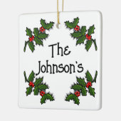オーナメント-文字Holly Branchesにフレーム セラミックオーナメント (左)