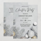 オーナメント & 松の葉のクリスマス パーティー 招待状 (正面/裏面)