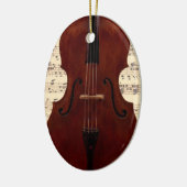 オーナメント-楽譜のコントラバスのクローズアップ セラミックオーナメント (左)