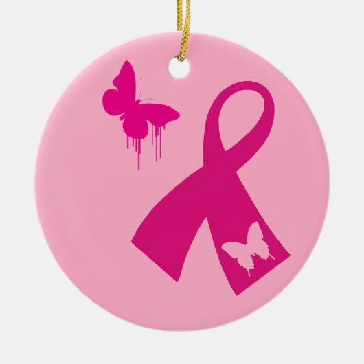 オーナメント:蝶形のクリスマス飾り付きリボン セラミックオーナメント (正面)