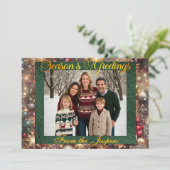 オーナメント、金ゴールドスクリプトおよびフレーム付き写真 – 緑 シーズンカード (スタンド正面)