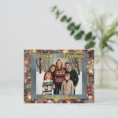 オーナメント、金ゴールドスクリプト&フレーム写真 – シルバー シーズンポストカード (スタンド正面)