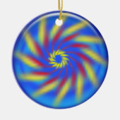 オーナメント- 3D青いボールの内側のピンホイール セラミックオーナメント (正面)