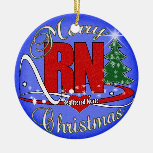 オーナメント- RNのナース-メリークリスマス セラミックオーナメント (正面)