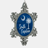 オーナメント- South Carolina州旗(Palmetto Tree) スノーフレークピューターオーナメント (左)