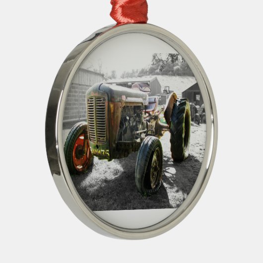 オーナメントWITH旧ヴィンテージトラクターファーム機械 メタルオーナメント (右)