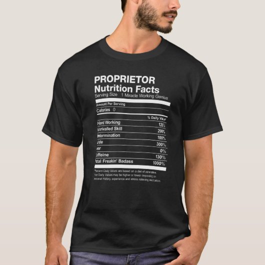 オーナーの栄養成分表示が面白い Tシャツ (正面)