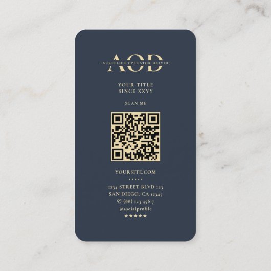 オーナーオペレモダンータードライバーモノグラムダークブルー 名刺 (裏面)
