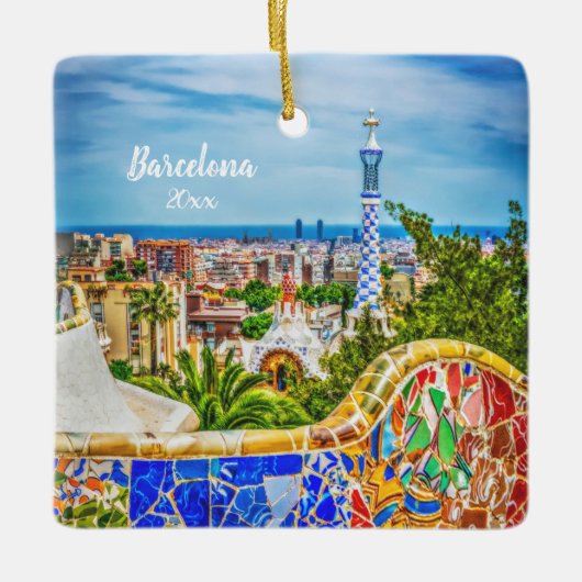 オーナーフォトバルセロナ2面アユニークート セラミックオーナメント (正面)