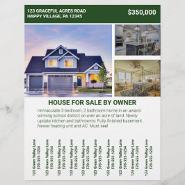 オーナーフライヤーの切り取りストリップで販売するホームハウス チラシ