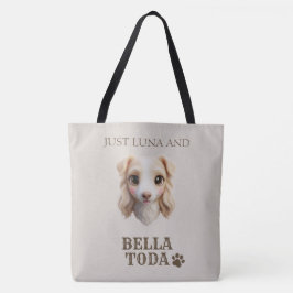 オーナー様の名前とチビ犬のイラスト入りトートバッグ トートバッグ