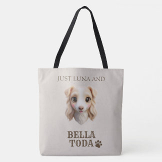 オーナー様の名前とチビ犬のイラスト入りトートバッグ トートバッグ