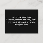 オーナ実在ーブラックハウス不動産仲介業者販売用エステート 名刺 (裏面)