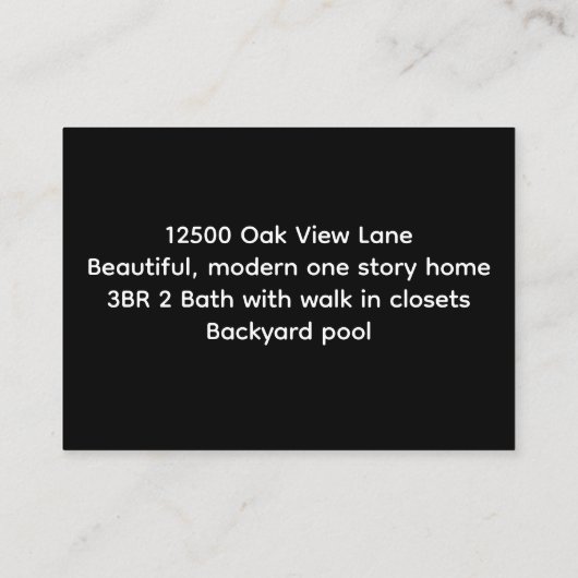 オーナ実在ーブラックハウス不動産仲介業者販売用エステート 名刺 (裏面)