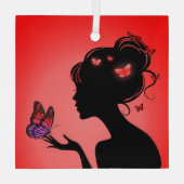 オーネメントエンヴェレラフェムパピヨンルージュ ガラスオーナメント (裏面)