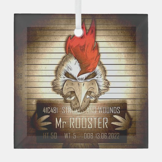 オーネメントエンヴェレ氏ルースターヴィンテージ ガラスオーナメント (正面)