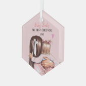オーネメント私の赤ちゃん女の子1stクリスマス2022 ガラスオーナメント (正面左)