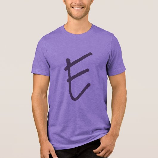 オーバサイズ「E」パープルTシャツ トライブレンドＴシャツ (正面)