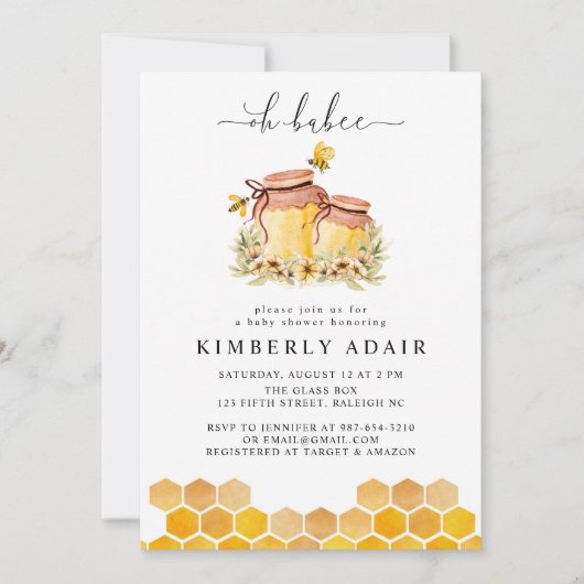 オーバビーイエローウォーター色のまわりにフローラ 招待状 (正面)