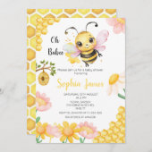 オーバビーハニービー女の子ベビーシャワー 招待状 (正面/裏面)