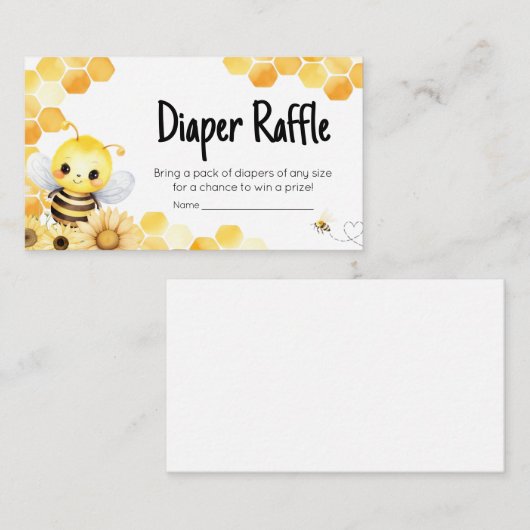 オーバビーベイビーバビーブーシャワーおむつラッフル エンクロージャーカード (正面/裏面)