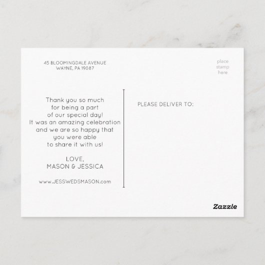 オーバモダンーレイ結婚のお礼の写真はがき ポストカード (裏面)