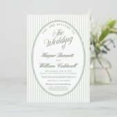 オーバルのストライプが可愛いサージュグリーンの結婚式 招待状 (スタンド正面)