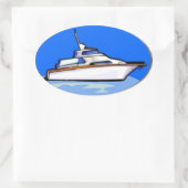 オーバルのヨット 楕円形シール (バッグ)
