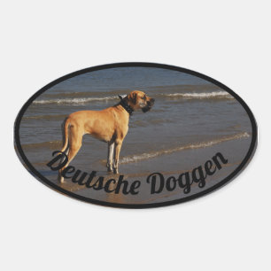 オーバルの犬のステッカー 楕円形シール