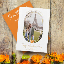 オーバルエフェクトオレンジハートハッピーバレンタインデー セーブザデート