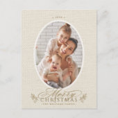 オーバルエレガントフレームメリークリスマスフォトホリデー ポストカード (正面)
