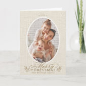オーバルエレガントフレームメリークリスマスフォト折り畳み シーズンカード (正面)