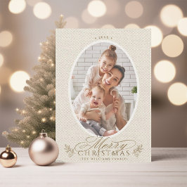 オーバルエレガントフレームメリークリスマスフォト シーズンカード