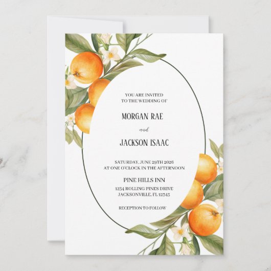 オーバルオレンジ結婚式招待状 招待状 (正面)