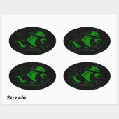 オーバルオートバイフォーラムステッカー緑と黒 楕円形シール (シート)