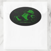 オーバルオートバイフォーラムステッカー緑と黒 楕円形シール (バッグ)