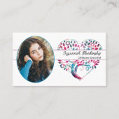 オーバルカスタムフォトツリーハートアート&QRコード 名刺 (正面)