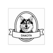 オーバルカスタムペット犬の写真と名前リボン ラバースタンプ (インプリント)