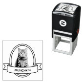 オーバルカスタムペット猫の写真と名前リボン セルフインキングスタンプ (インサイチュ)