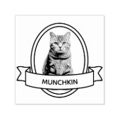 オーバルカスタムペット猫の写真と名前リボン セルフインキングスタンプ (デザイン)