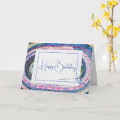 オーバルキルテッドラグ誕生日 カード (黄色い花)