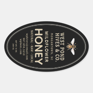 オーバルクイーンラインハニージャールラベル(ビー16と32oz) 楕円形シール