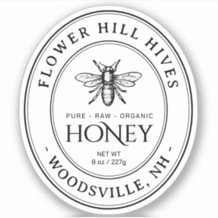 オーバルクイーンラインハニーブラック文字澄んまたはホワイト シール