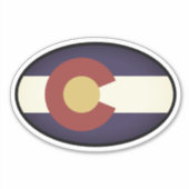 オーバルコロラド州旗のスーツケース用ステッカー シール (正面)