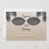 オーバルサングラス 夏のビーチ プールパーティー 招待状 (正面)