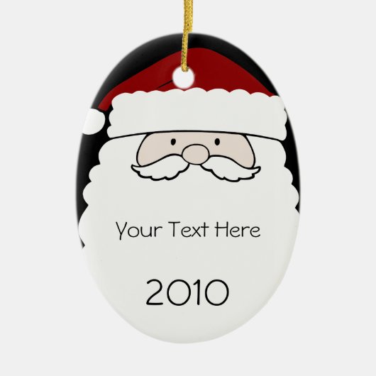 オーバルサンタクロースのクリスマスオーナメント セラミックオーナメント (正面)